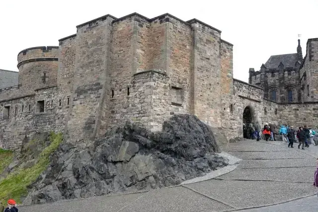 The stone exterior of St Margaret's Chapel at Edinburgh Castle