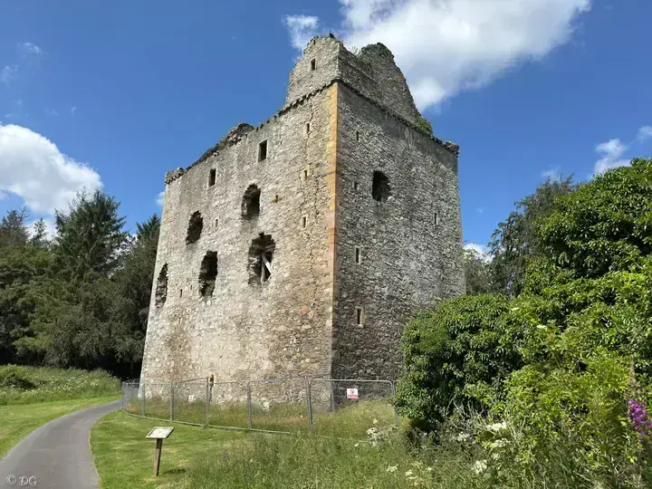 Newark Castle tower with empty window openings