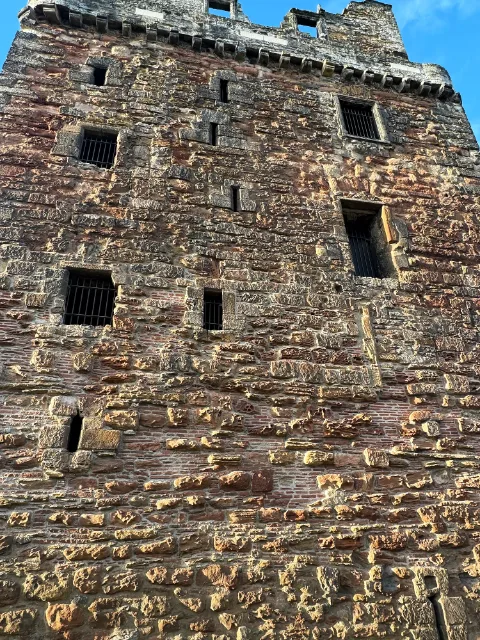 Preston Tower masonry and small barred windows