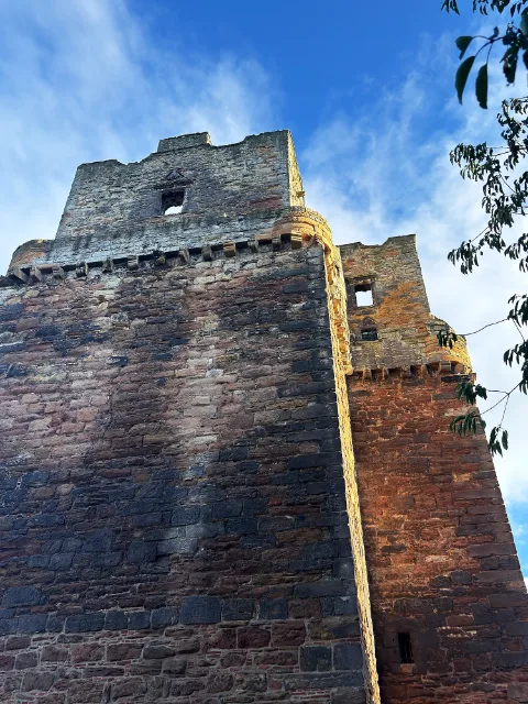 Corner of Preston Tower with projecting stone corbels