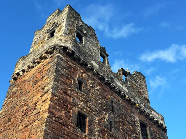 Corner wing and stonework of Preston Tower