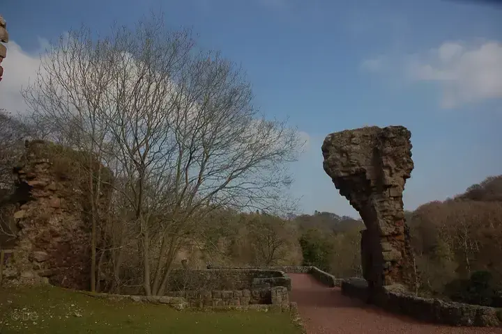 Narrow ruined stone pier beside the approach to Roslin Castle